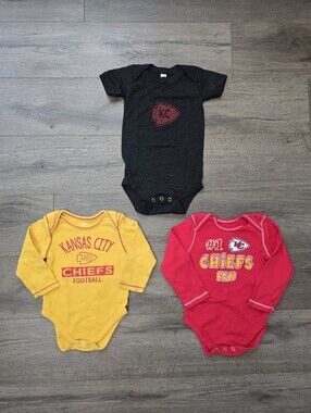 KC Chiefs Onesies Lot Of 3 12 Month Football Unisex